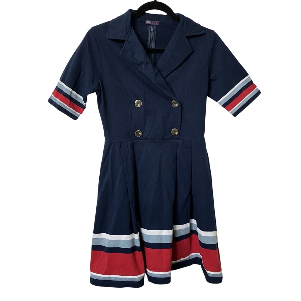 Blued Sailor Mini Dress Womens Navyโ Blue Retro Stripe